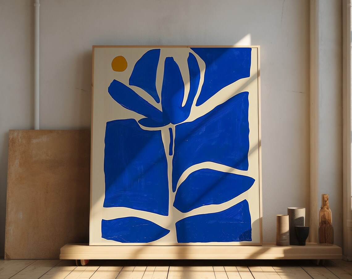 Abstract Mediterranean Blue Art Print, Modern Decor
