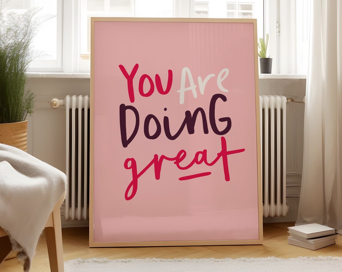 You Are Doing Great Colorful Script Pink Affirmation Quote Poster - Image 3