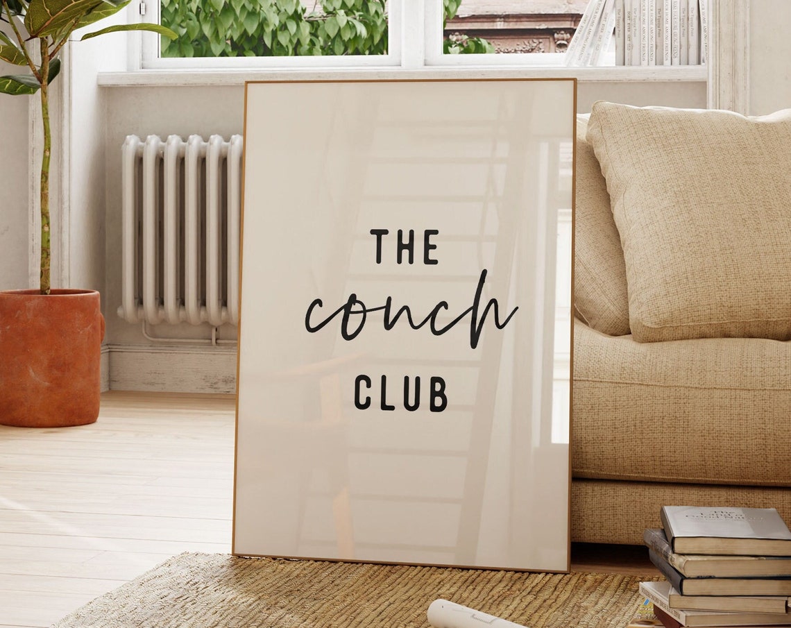 The Couch Club Black Script Minimalist Neutral Home Decor Poster