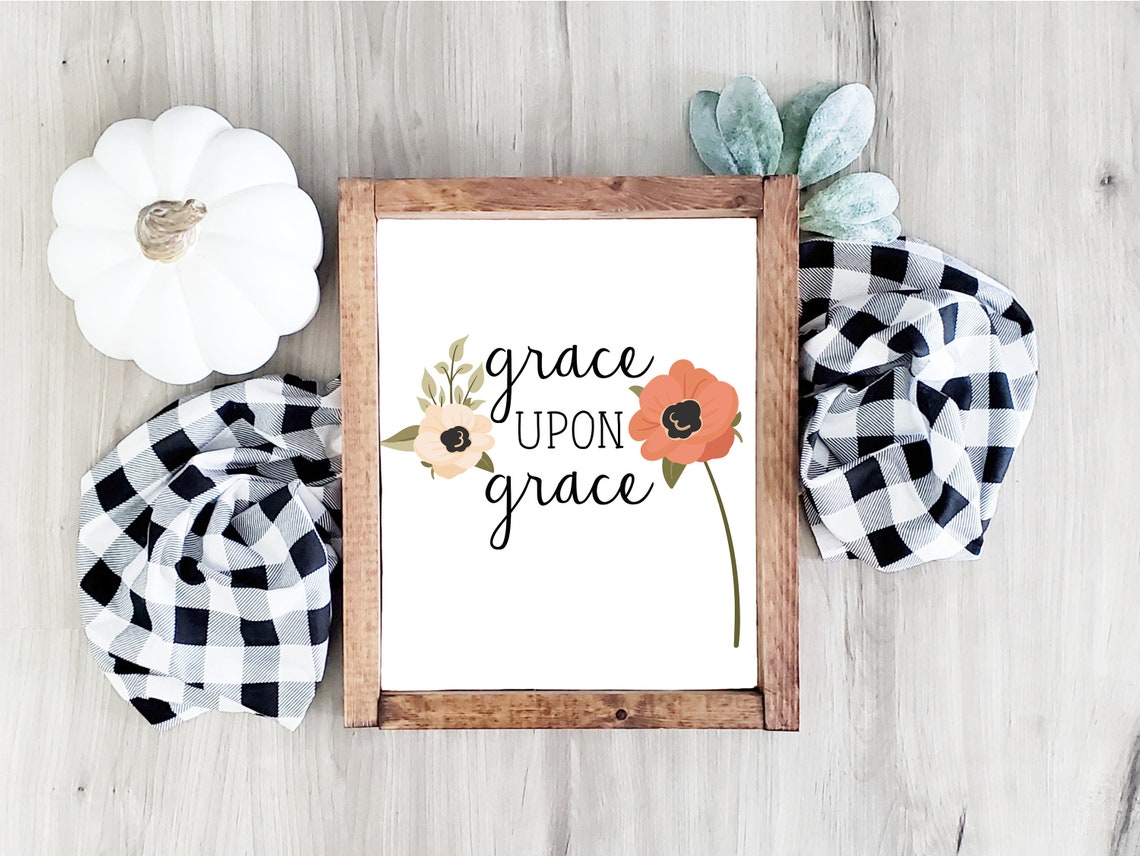 Grace Upon Grace Anemone Floral Script Faith Gift Wall Poster - Image 3