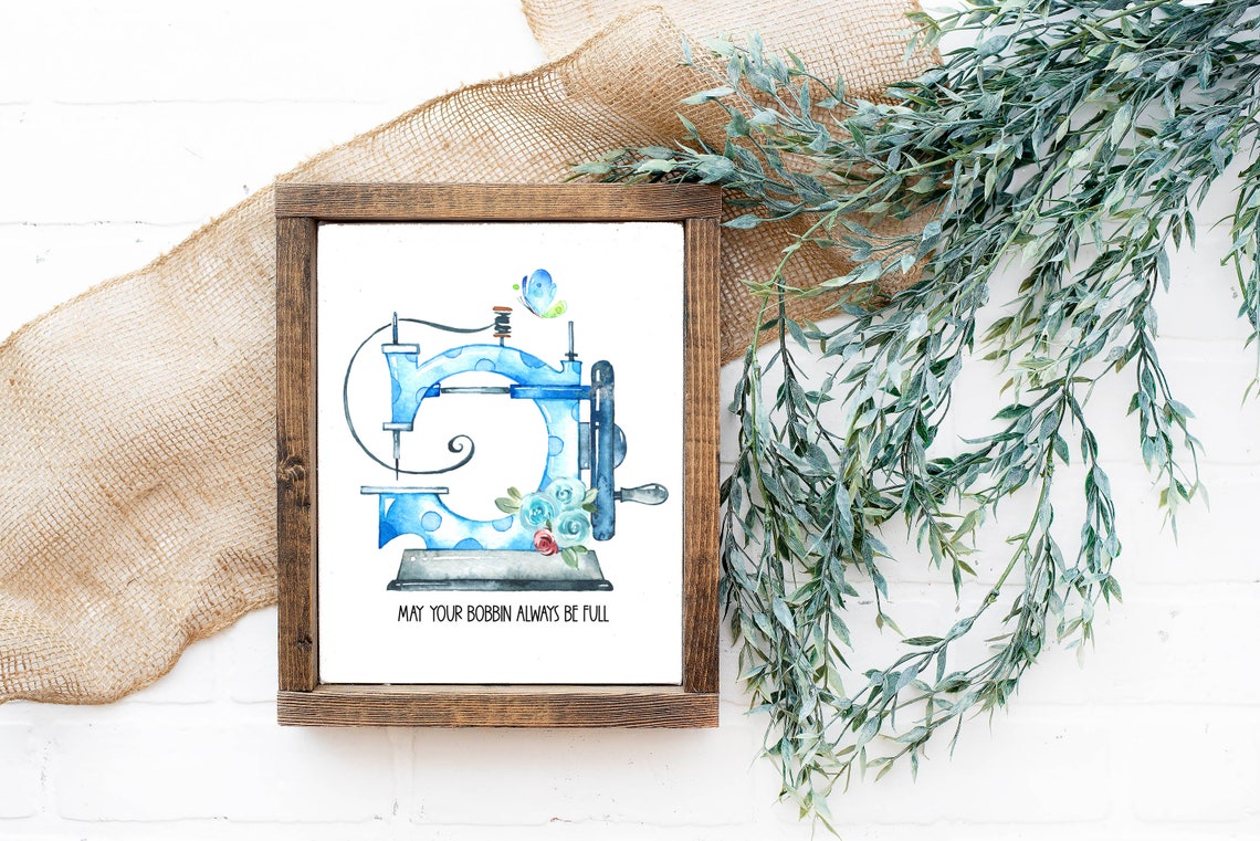 May Your Bobbin Always Be Full Blue Sewing Machine Craft Poster - Image 4
