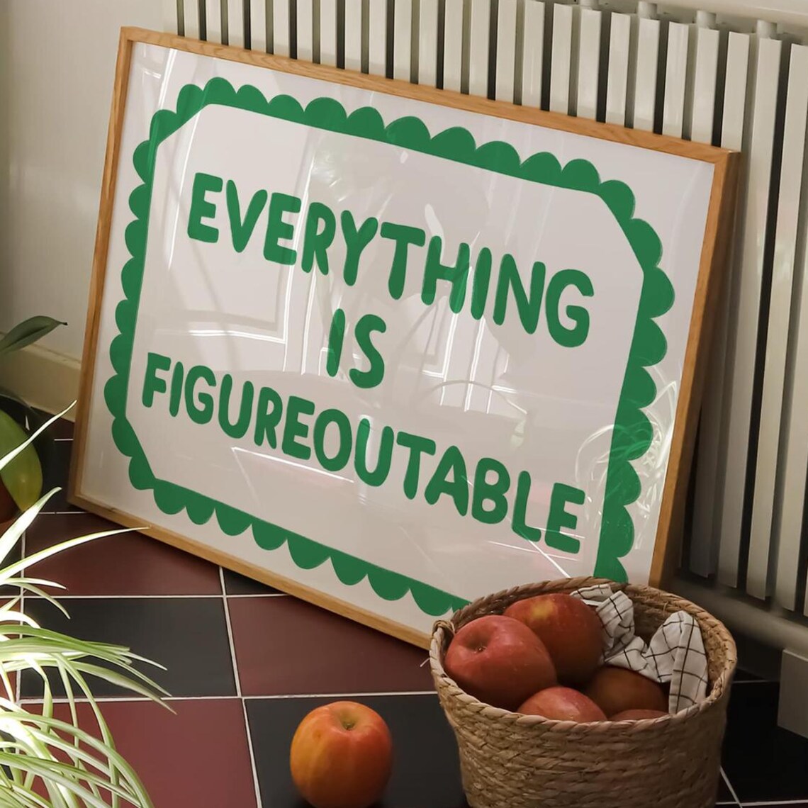 Everything Is Figureoutable Quote Art Print, Green Office Decor