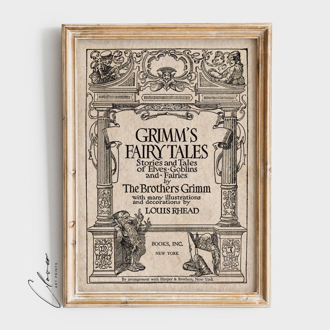 Grimms Fairy Tales Vintage Book Art Print