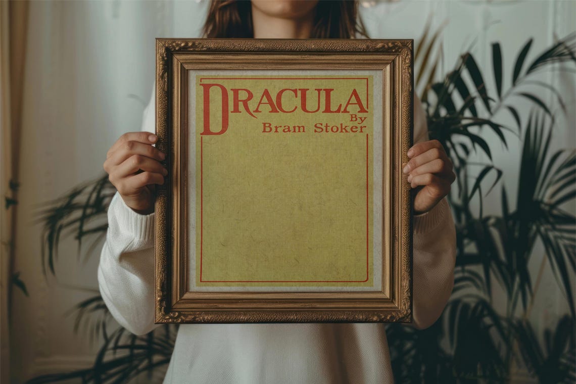 Dracula First Edition Book Cover Bram Stoker Yellow Cloth Poster - Image 2