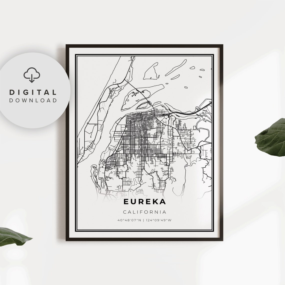 Eureka Map Print Ca Usa Art Poster City Street Road Gift Np8
