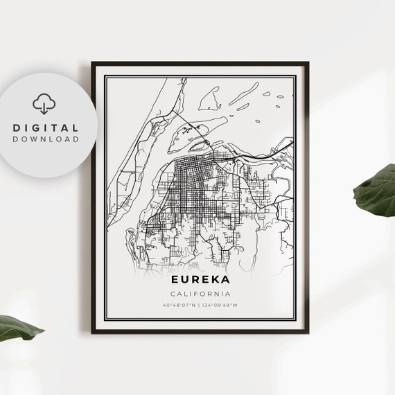 Eureka Map Print Ca Usa Art Poster City Street Road Gift Np8