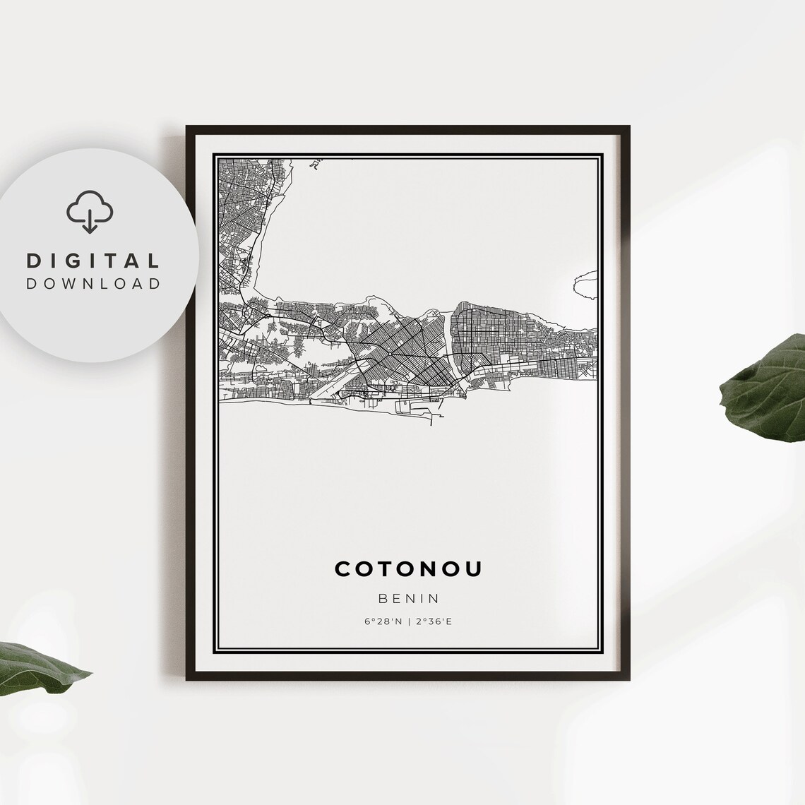 Cotonou Benin West Africa Minimalist City Map Street Plan Poster