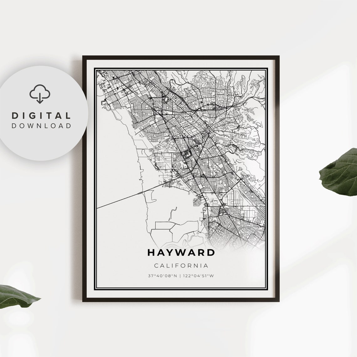 Hayward Map Print Ca Usa Art Poster City Street Road Gift Boss Np52