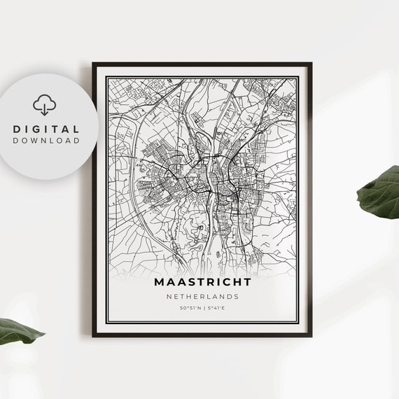 Maastricht Map Print Netherlands Art Poster Maestricht Limburg City Street Road Np743