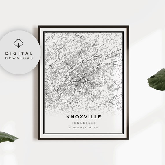 Knoxville Map Print Tennessee Tn Usa Art Poster Knox County City Street Road Gift For Dad Np113