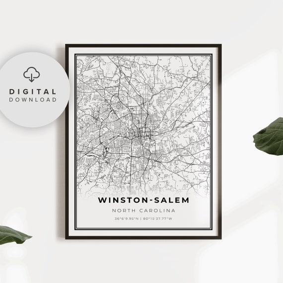 Winstonsalem Map Print North Carolina Nc Usa Art Poster City Street Road Office Np308