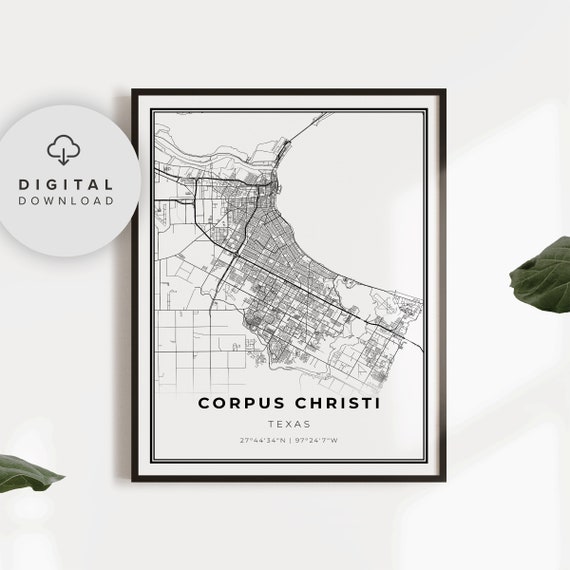 Corpus Christi Map Print Texas Tx Usa Art Poster City Street Road Gift Np324