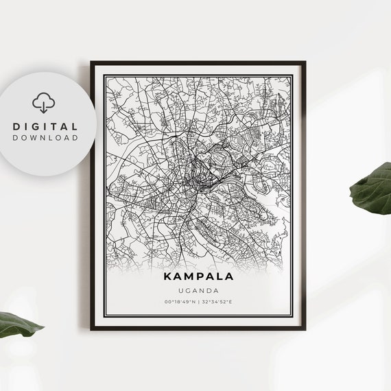 Kampala Map Print Uganda Art Poster Africa City Street Road Office Wall Np484