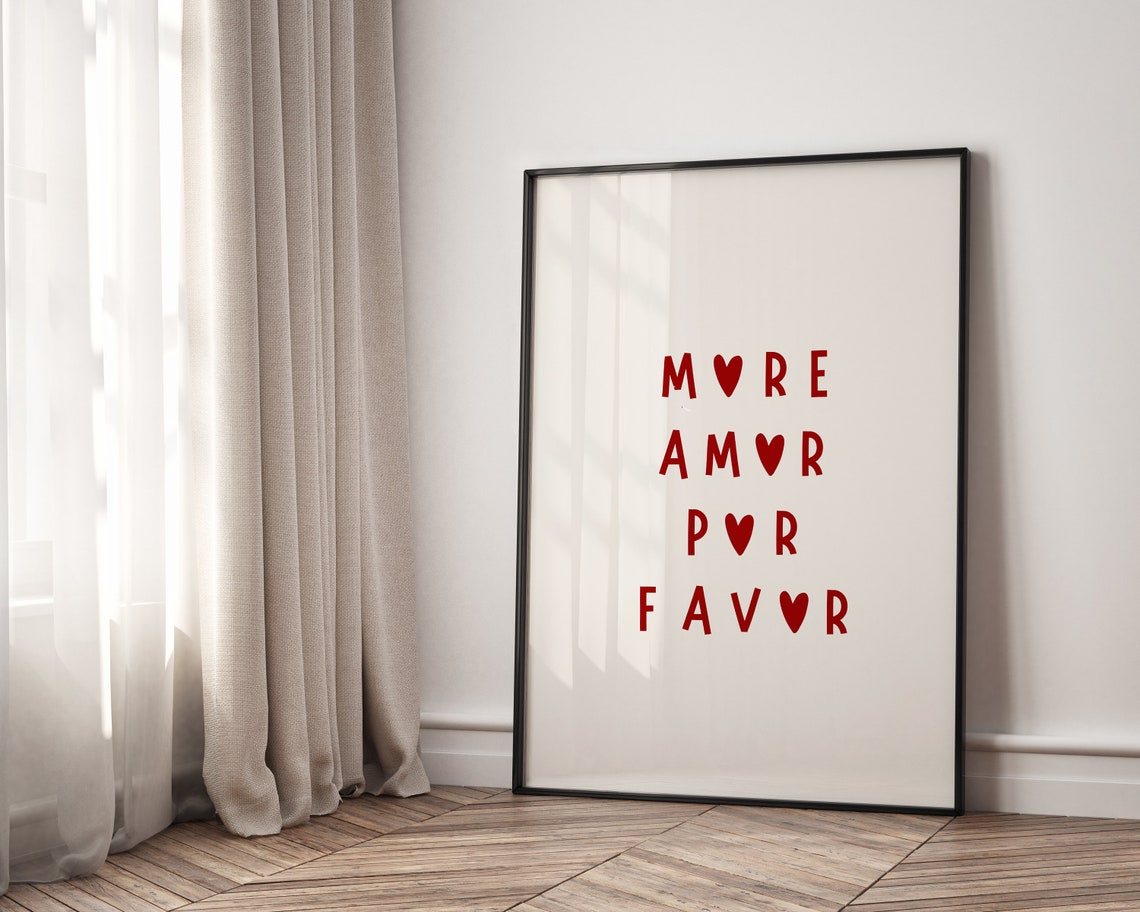 More Amor Por Favor Red Heart Typography Dorm Wall Decor Poster - Image 7