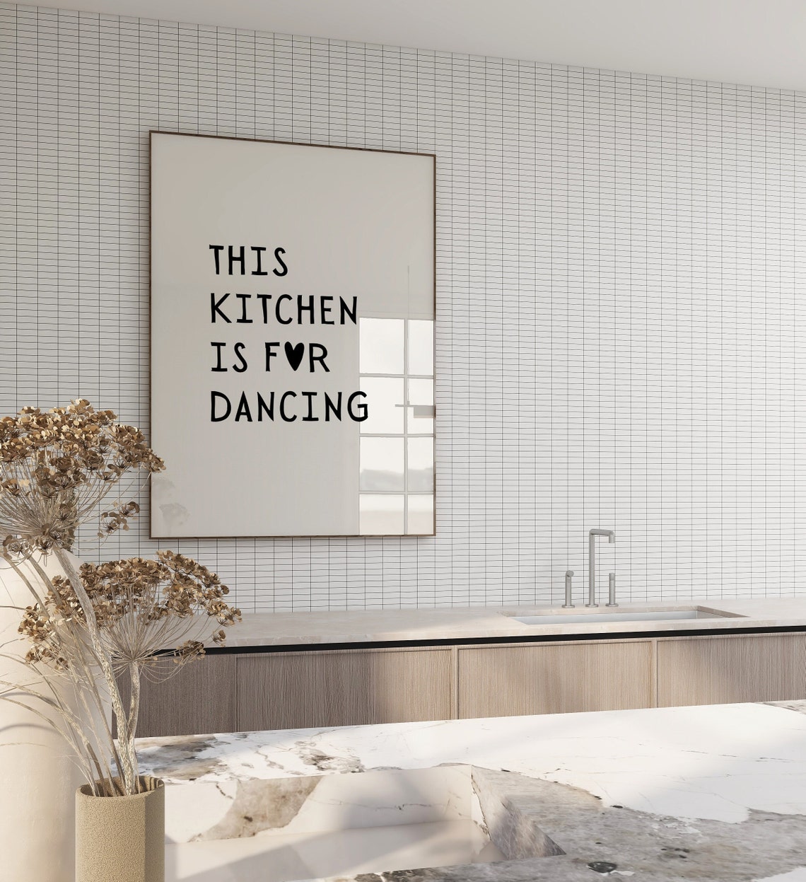This Kitchen Is For Dancing Black Typography Minimalist Poster - Image 6