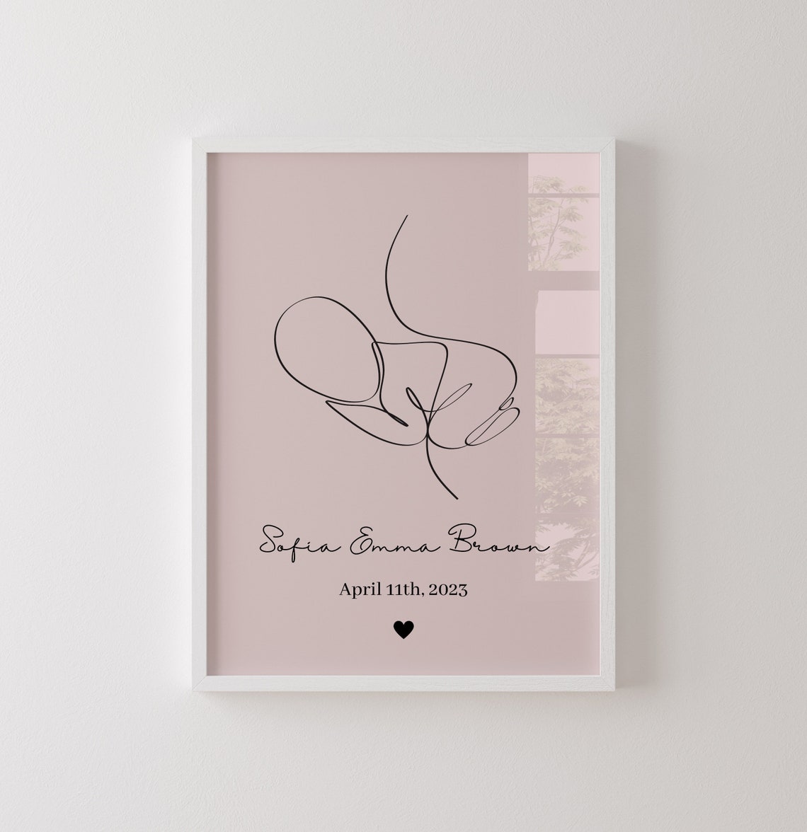Custom Baby Birth Line Art Newborn Keepsake Name Date Nursery Poster - Image 5