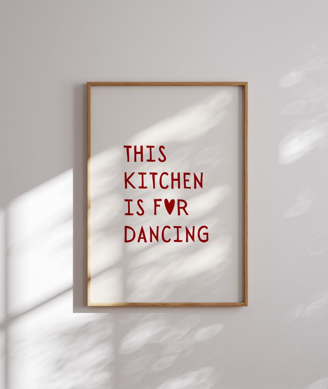 This Kitchen Is For Dancing Red Heart Quote Kitchen Art Poster - Image 2