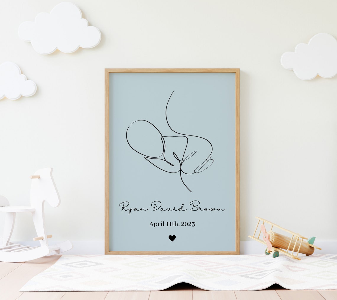Custom Baby Birth Print New Baby Gift Editable Baby Birth Print Christening Gift New Born Nursery Decor Baby Girl Baby Boy - Image 6