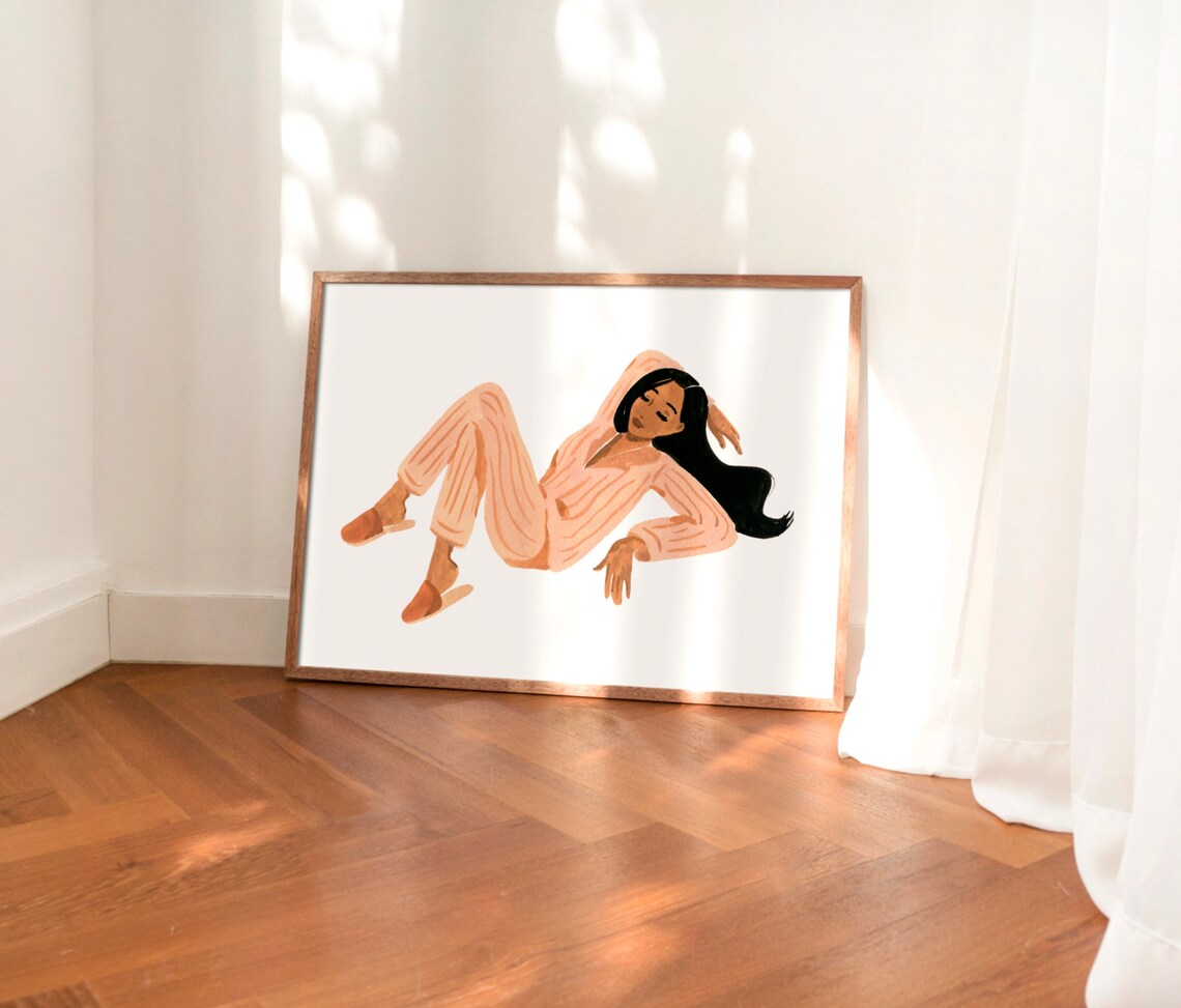 Lounging Woman Bedroom Art Print, Sabina Fenn - Image 3