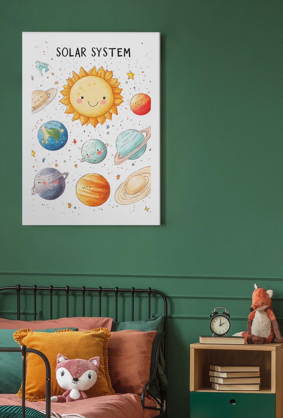 Cute Solar System Planets White Background Educational Kids Poster - Image 2