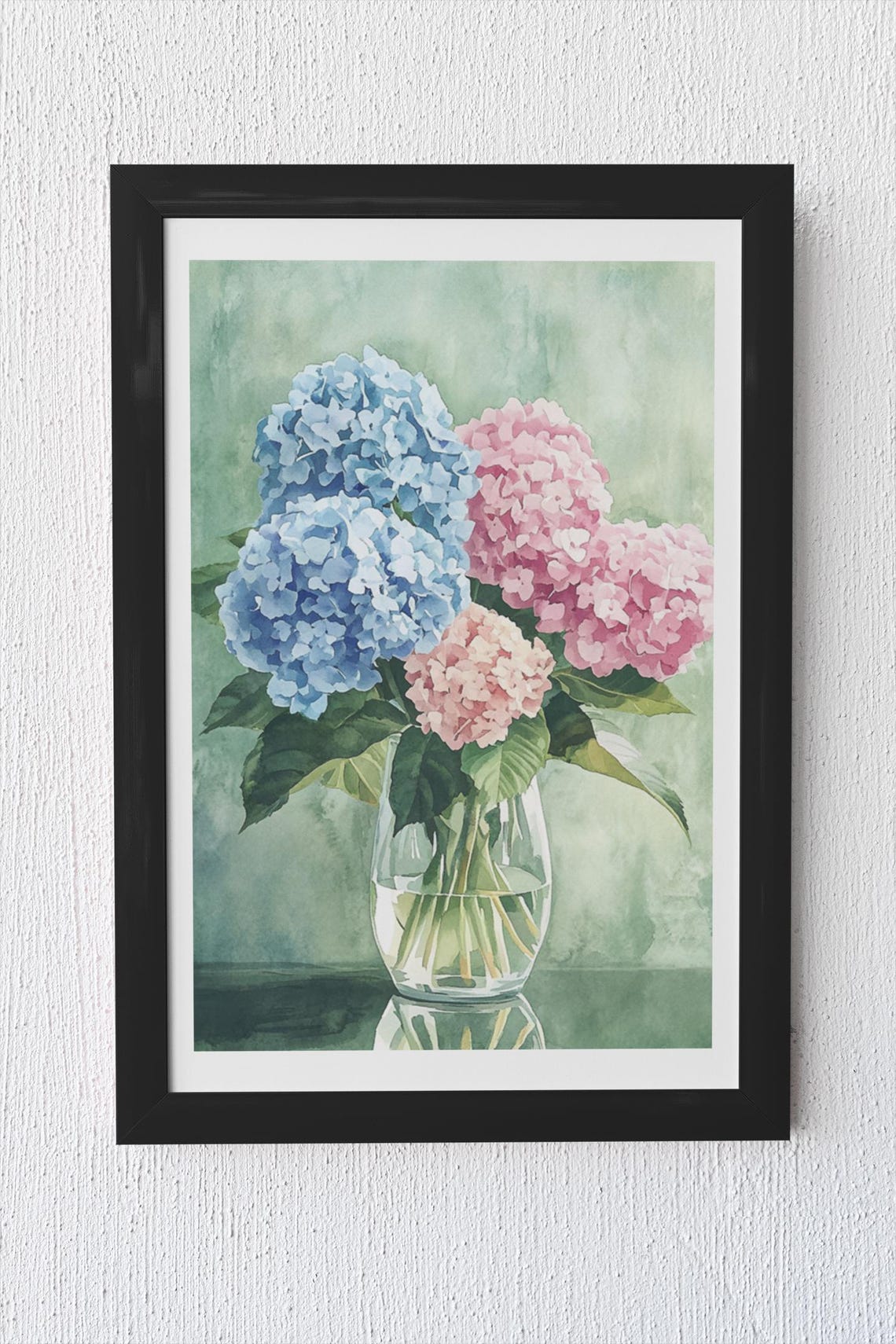 Hydrangea Watercolor In Glass Vase Blue And Pink Floral Poster - Image 4