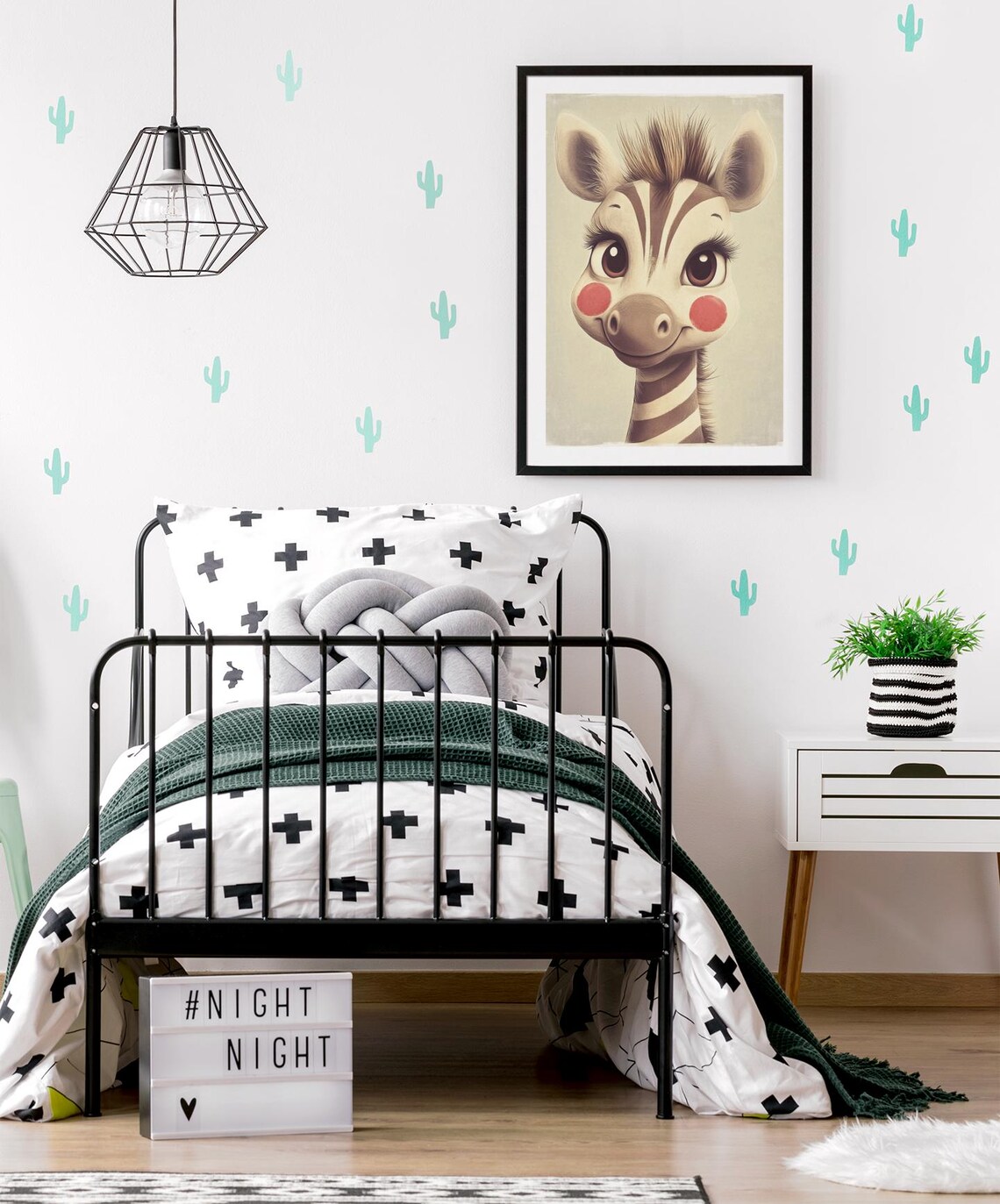 Cute Baby Zebra Striped Portrait Adorable Nursery Animal Poster - Image 3