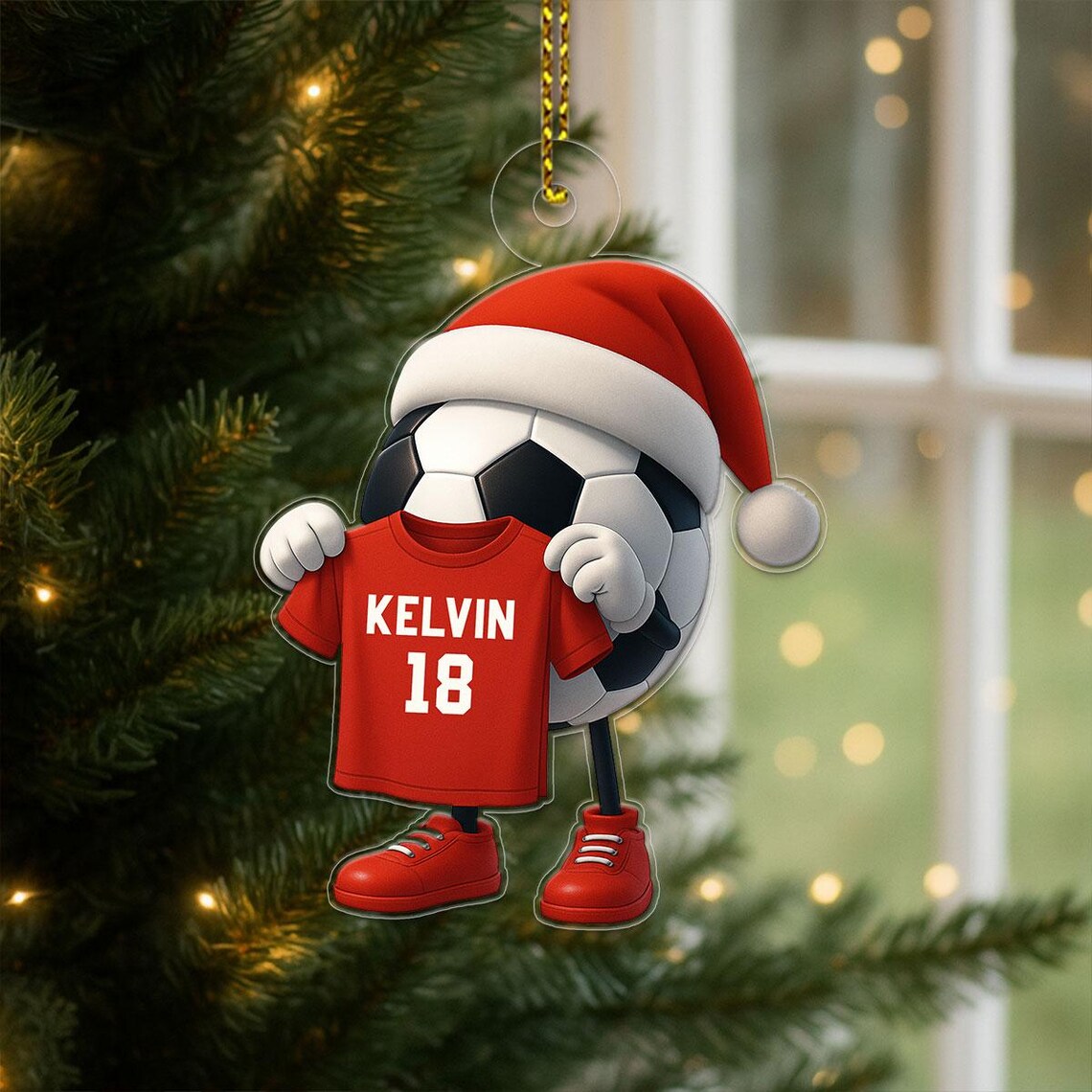 Personalized Soccer Christmas Ornament KELVIN 18 Jersey Acrylic Print Keepsake