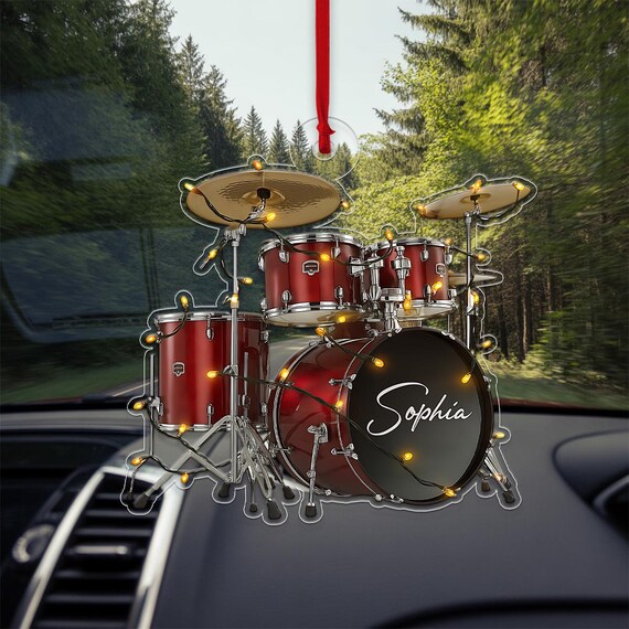 Personalized Drum Set Acrylic Ornament Drummer Gift Music Print
