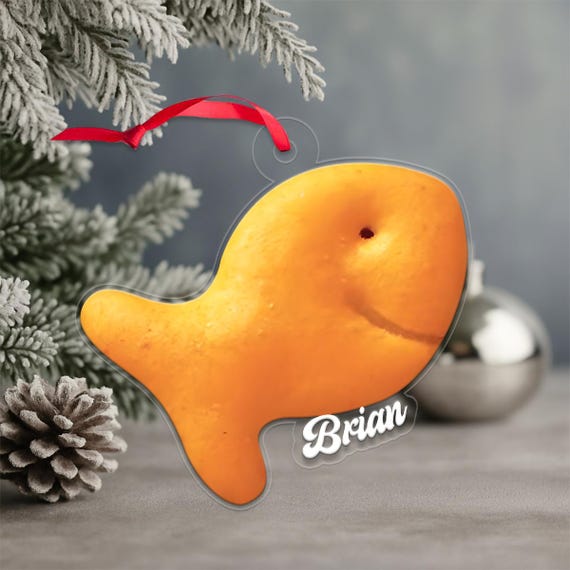 Custom Name Fish Cracker Ornament Funny Food Lover Christmas Tree Decoration Snack Gift