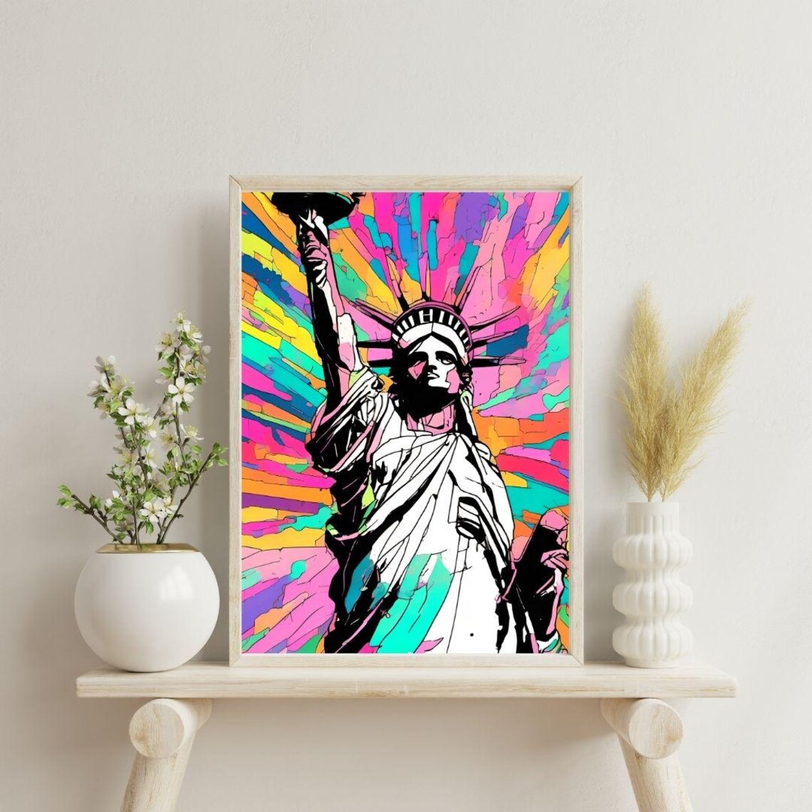 Status Of Liberty Abstract Wall Art, Maximalist