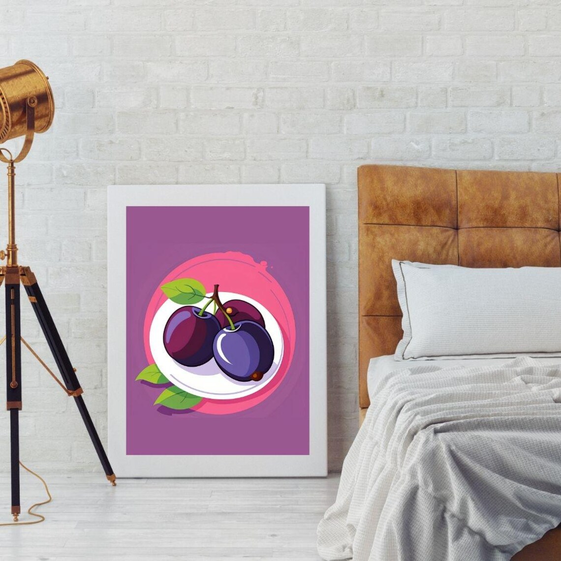 Plum Print Fruit Market Print Art Abstract Wall Art Art Colourful Art Maximalist Minimalistic - Image 2