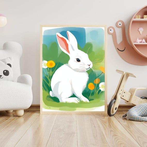 Cute Rabbit Pirate Wall Art Print For Toddlers Nautical Bedroom Theme Print Kids Room Decor Boy Girls Bedroom Decor
