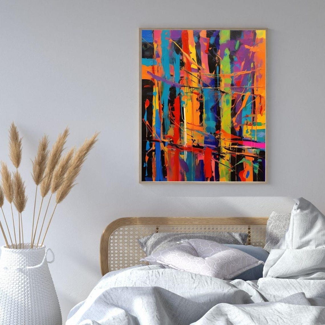 Bold Maximalist Abstract Vertical Brushstroke Colorful Modern Wall Art - Image 5