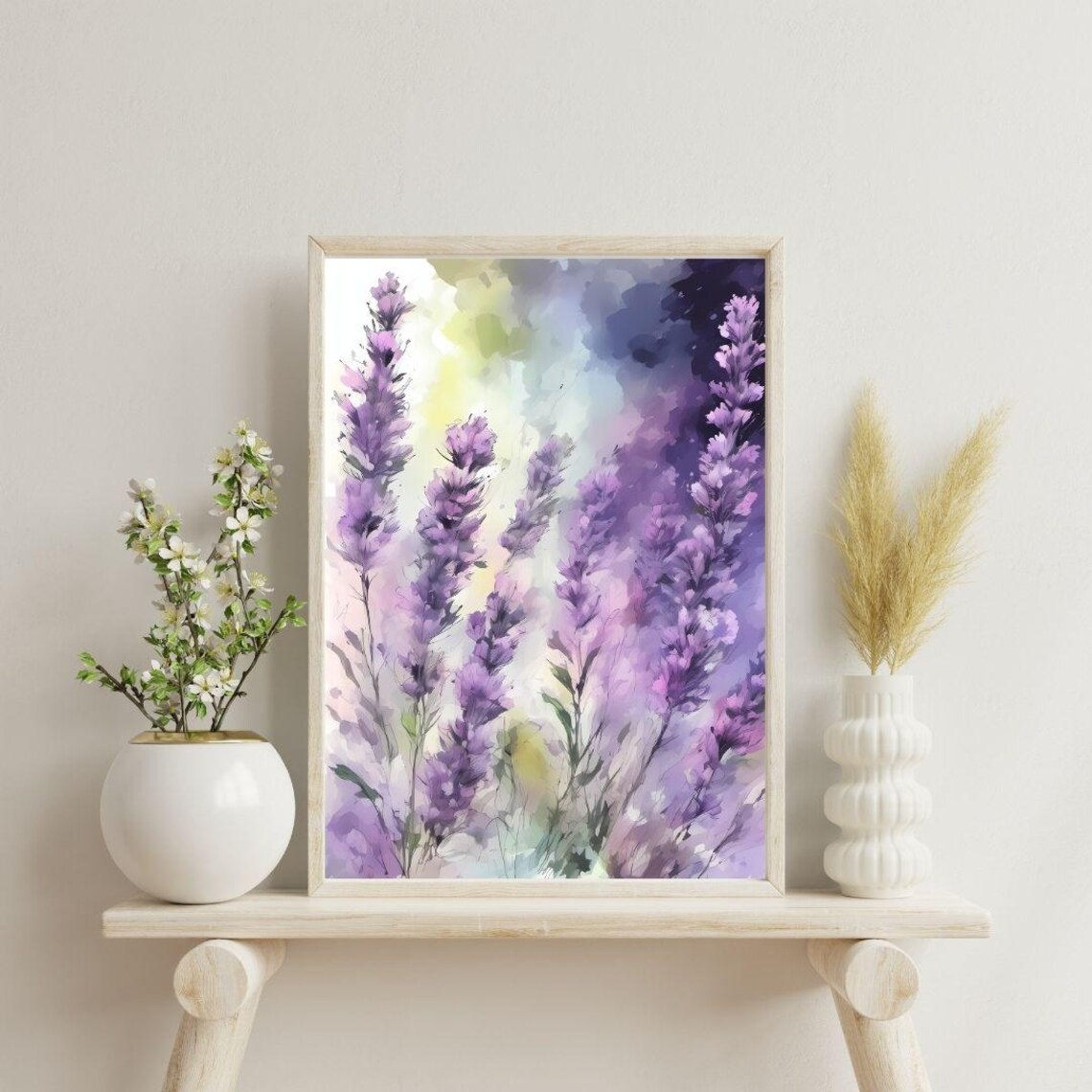 Soft Lavender Watercolor Painting Purple Floral Calm Decor Poster