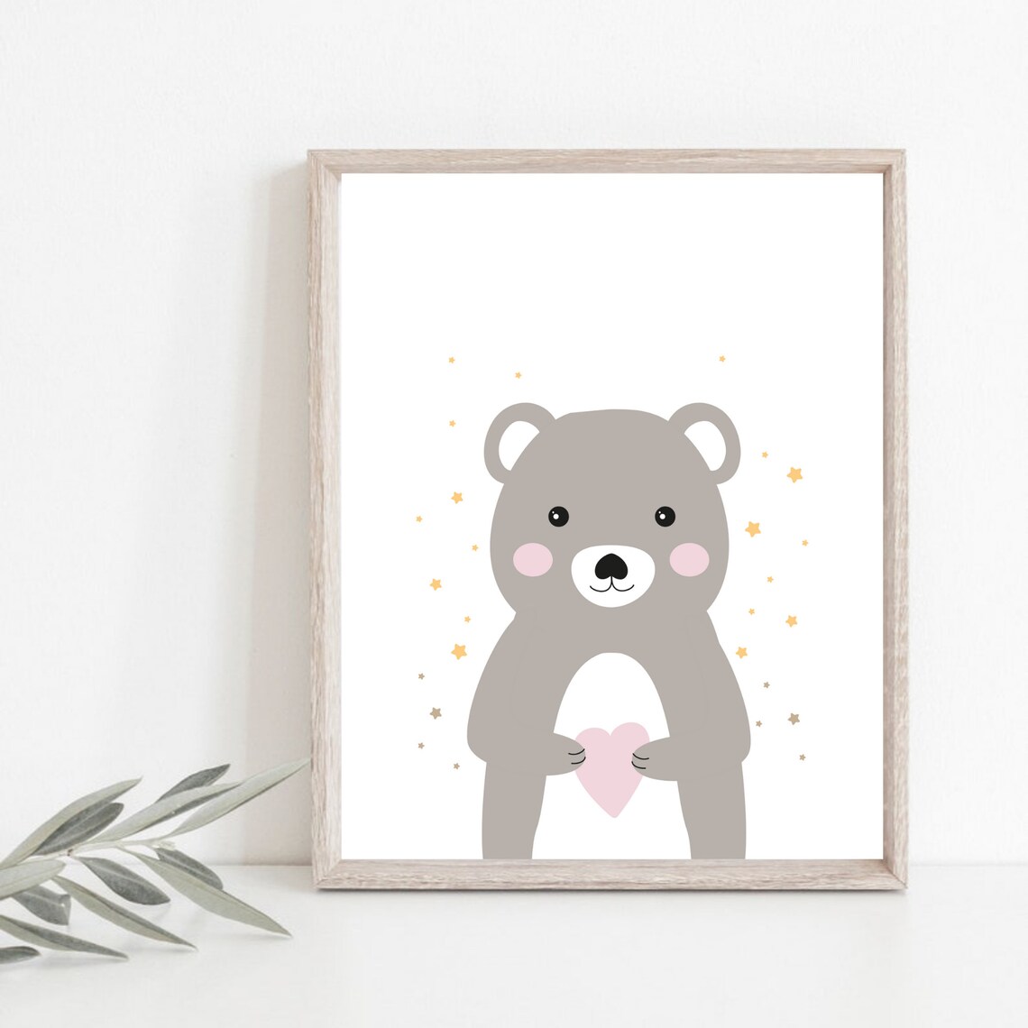 Cute Teddy Bear Nursery Poster Baby Room Woodland Animal Wall Decor