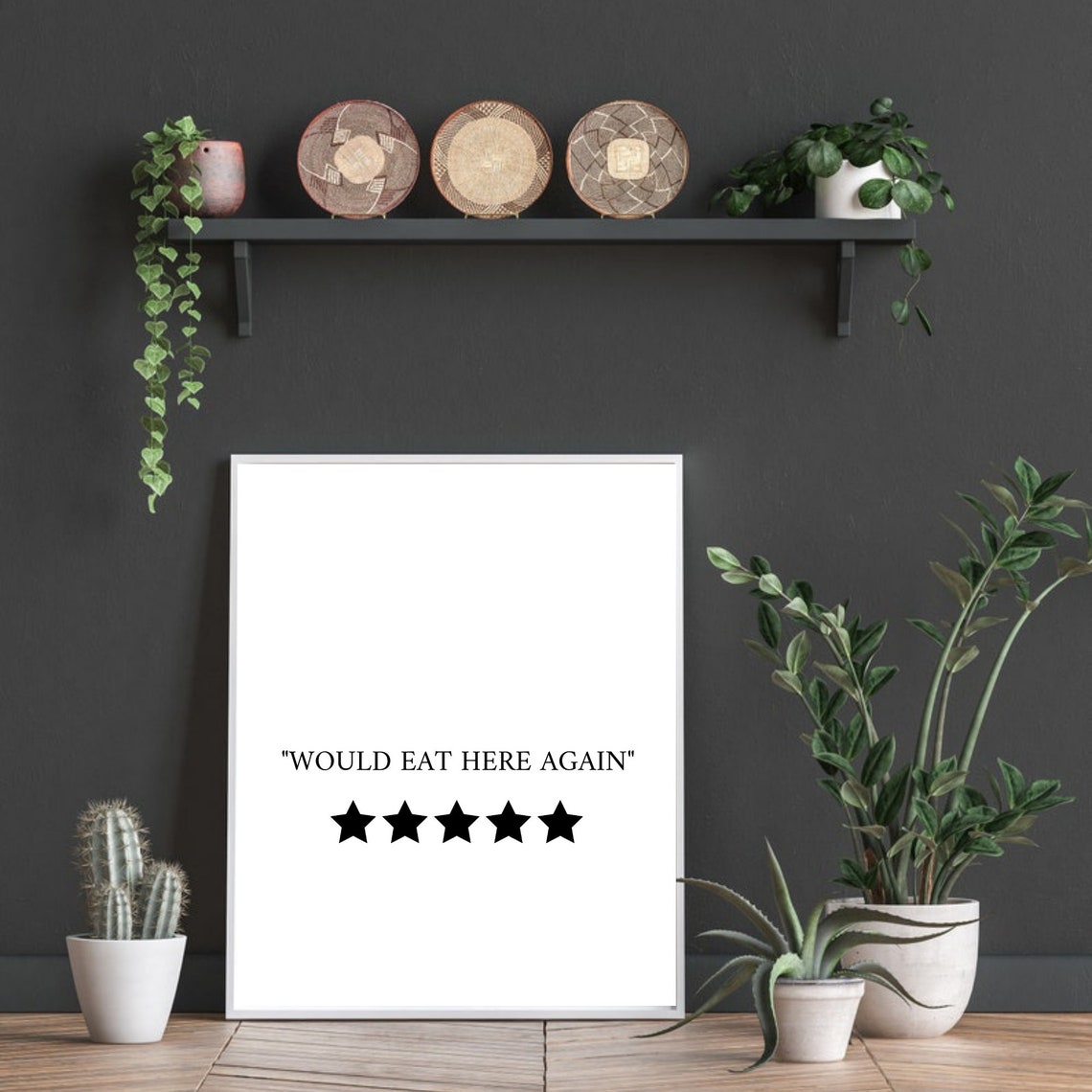 Would Eat Here Again Five Star Kitchen Review Funny Typography Poster - Image 3