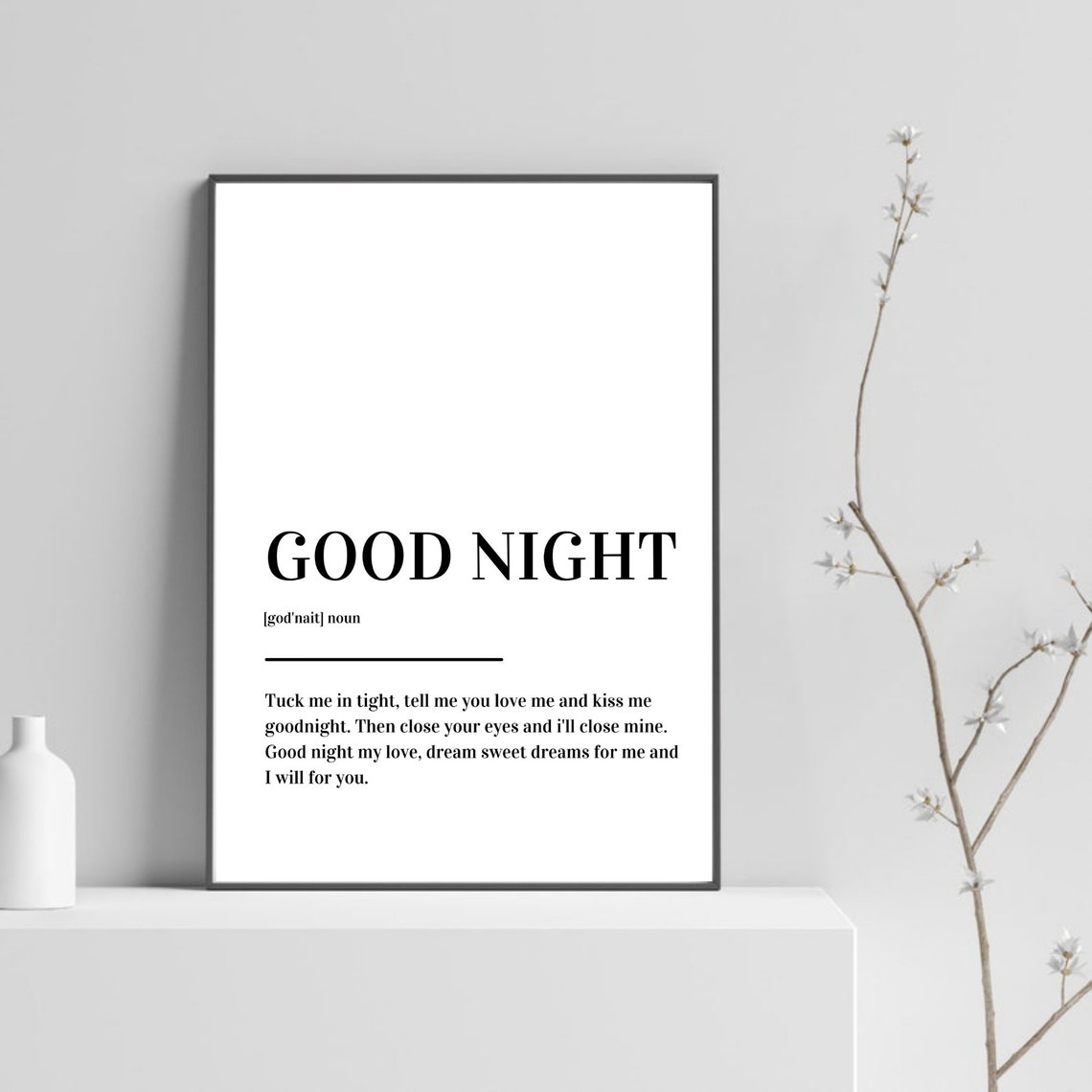 Good Night Sweet Dreams Definition Romantic Typography Poster