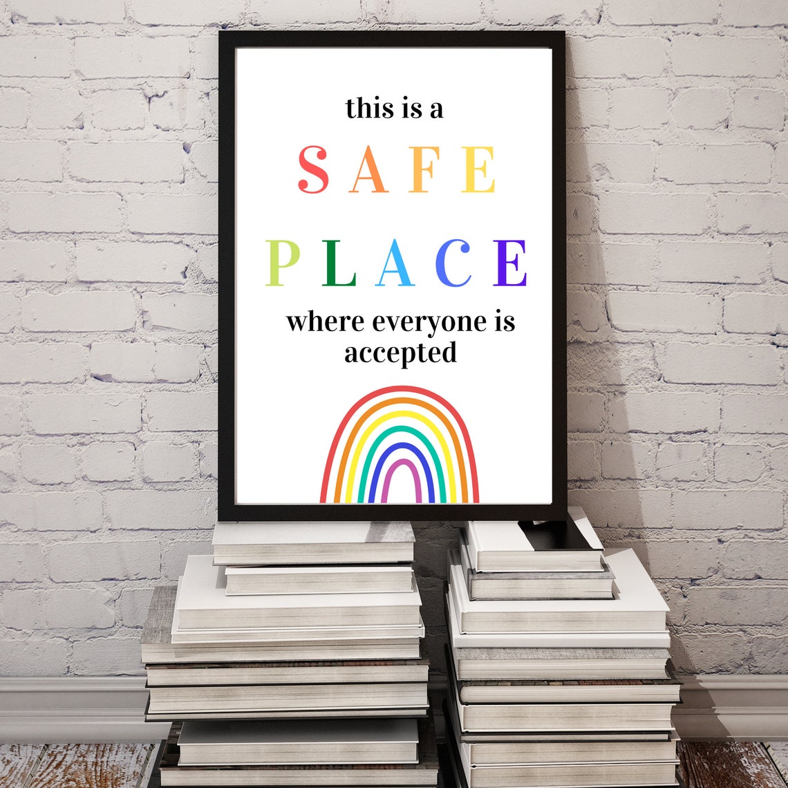This Is a Safe Place Rainbow Pride Inclusive Classroom Kindness Poster - Image 3