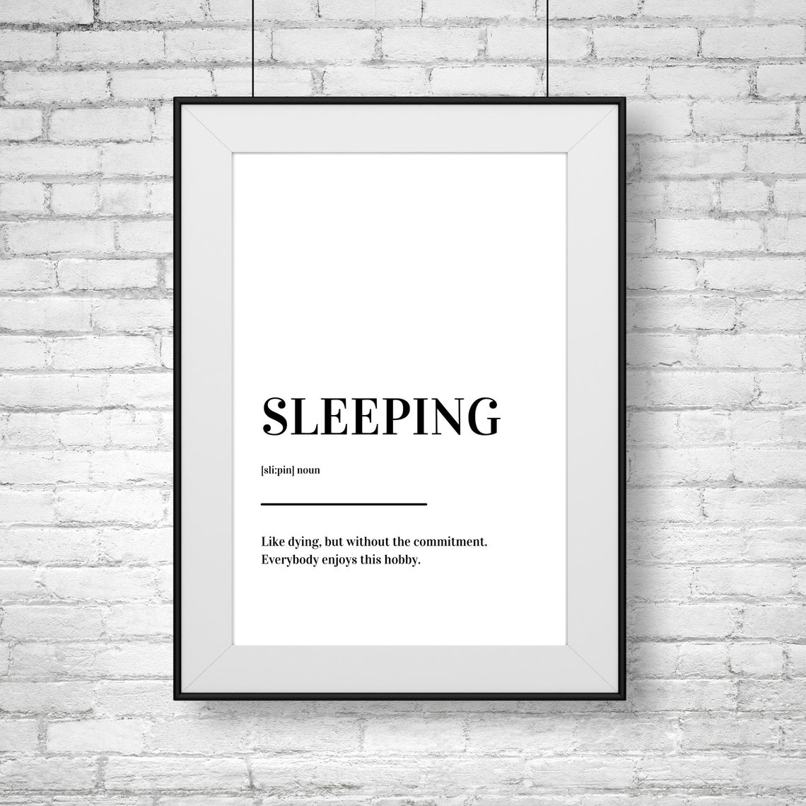 Sleeping Definition Funny Quote Bedroom Minimalist Typography Poster - Image 2