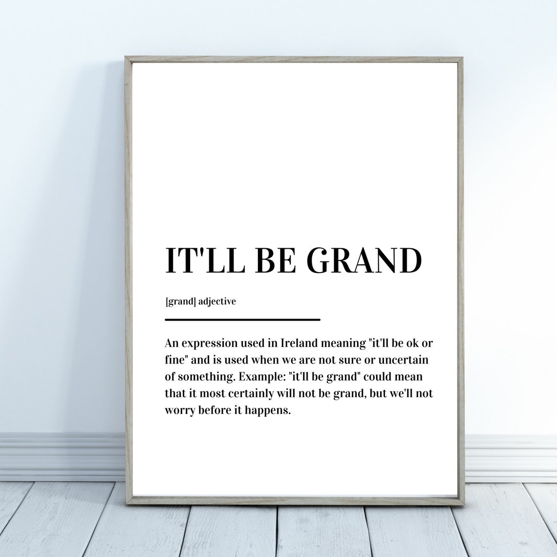 It'll Be Grand Irish Saying Definition Typography Gift Poster - Image 2