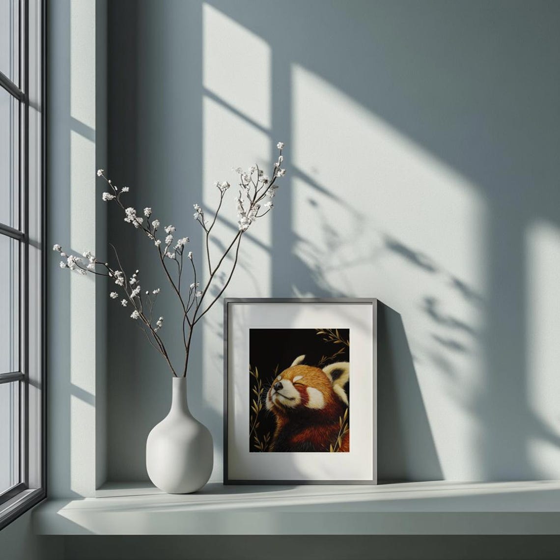 Red Panda Ukiyoe-Style Japanese Wildlife Art Print - Image 2