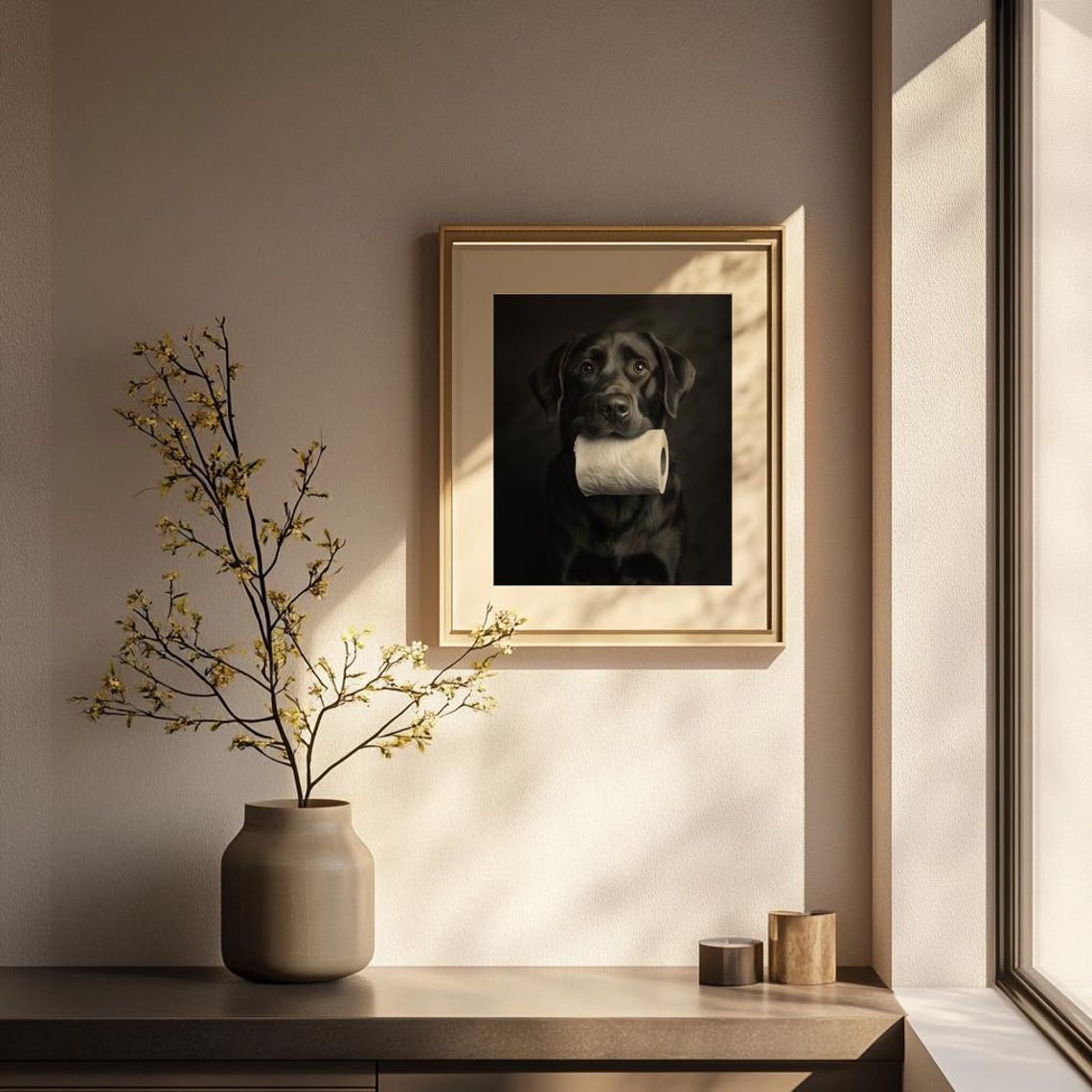 Funny Black Labrador Bathroom Wall Art Print - Image 3