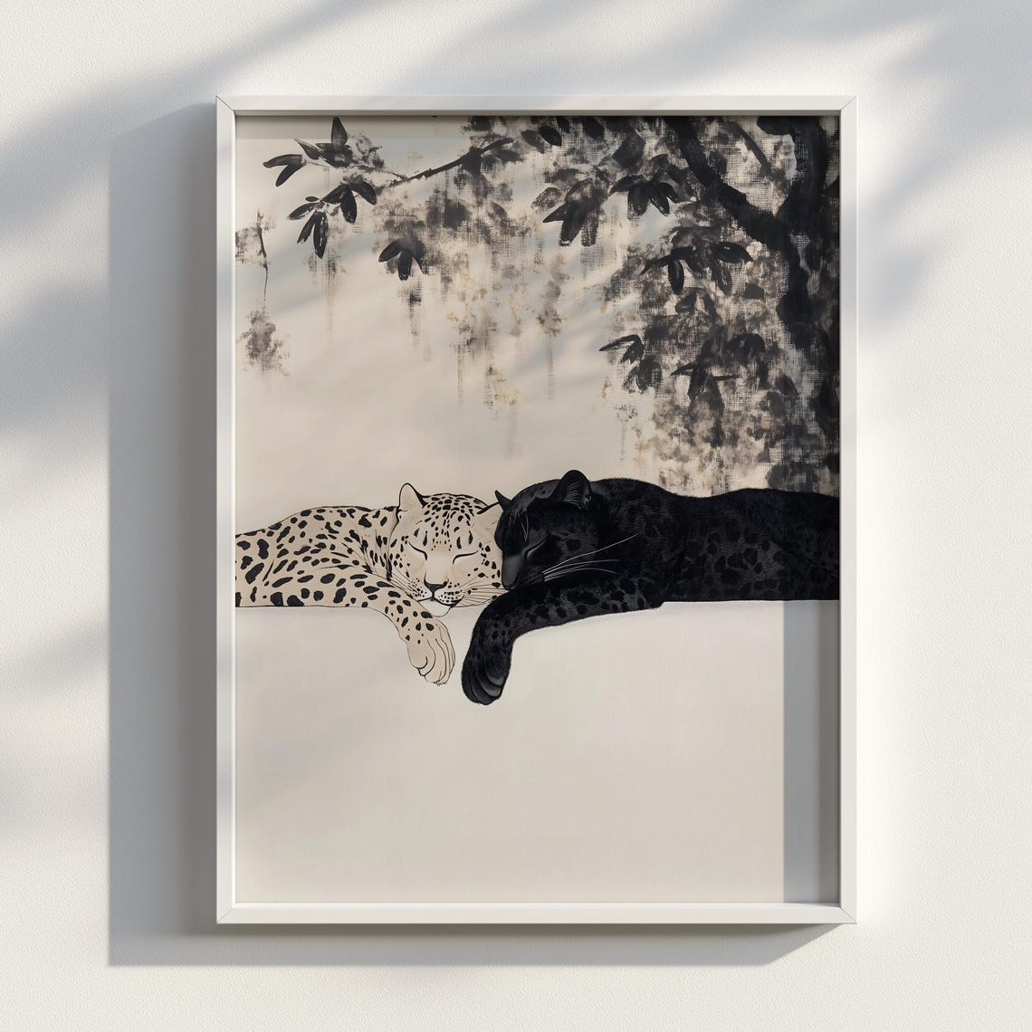 Kindred Spirits Ukiyo-e Black Leopard Art Print