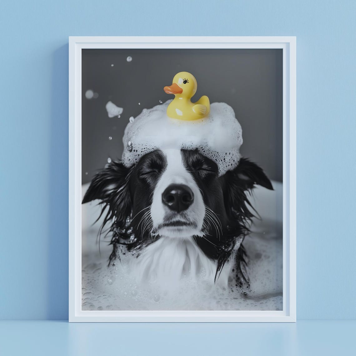Bubbly Border Collie Cute Doggo Poster Funny Dog Bathroom Print Pet Wall Art - Image 2