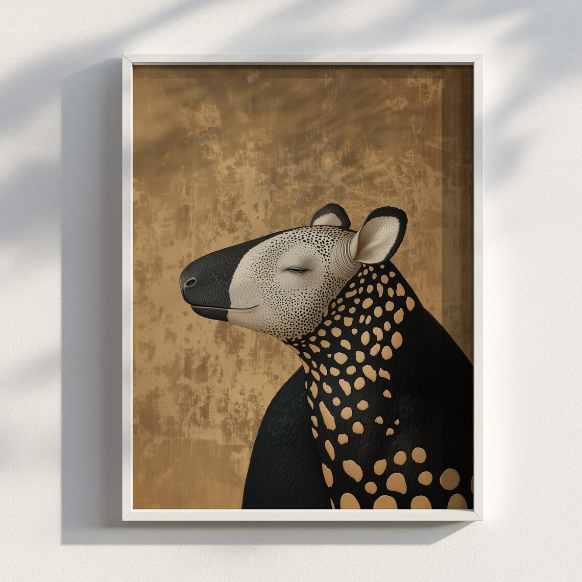 Elegant Golden Spotted Tapir Portrait Exotic Wild Animal Art Poster