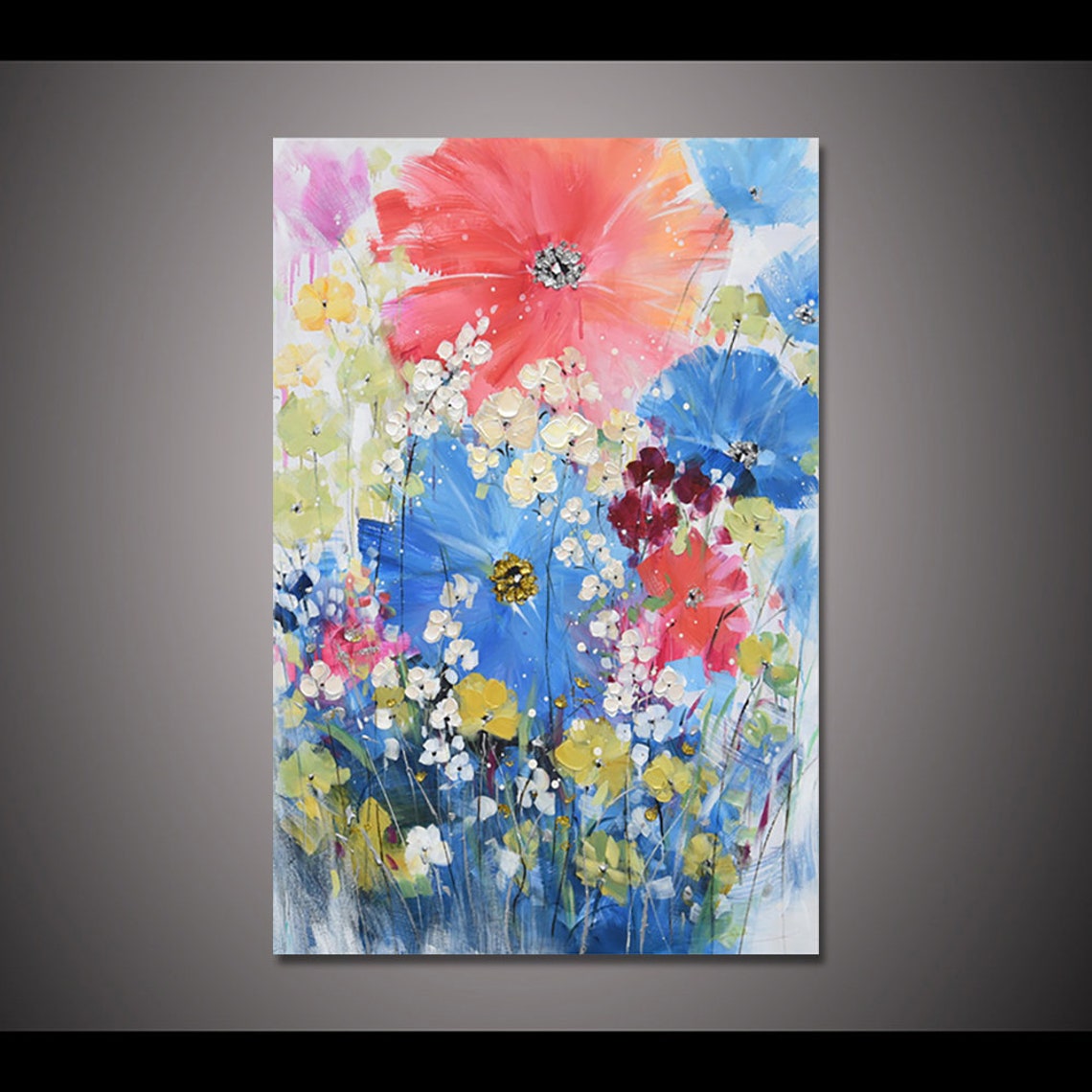 Colorful Wildflower Meadow Impasto Bouquet Garden Fresh Poster