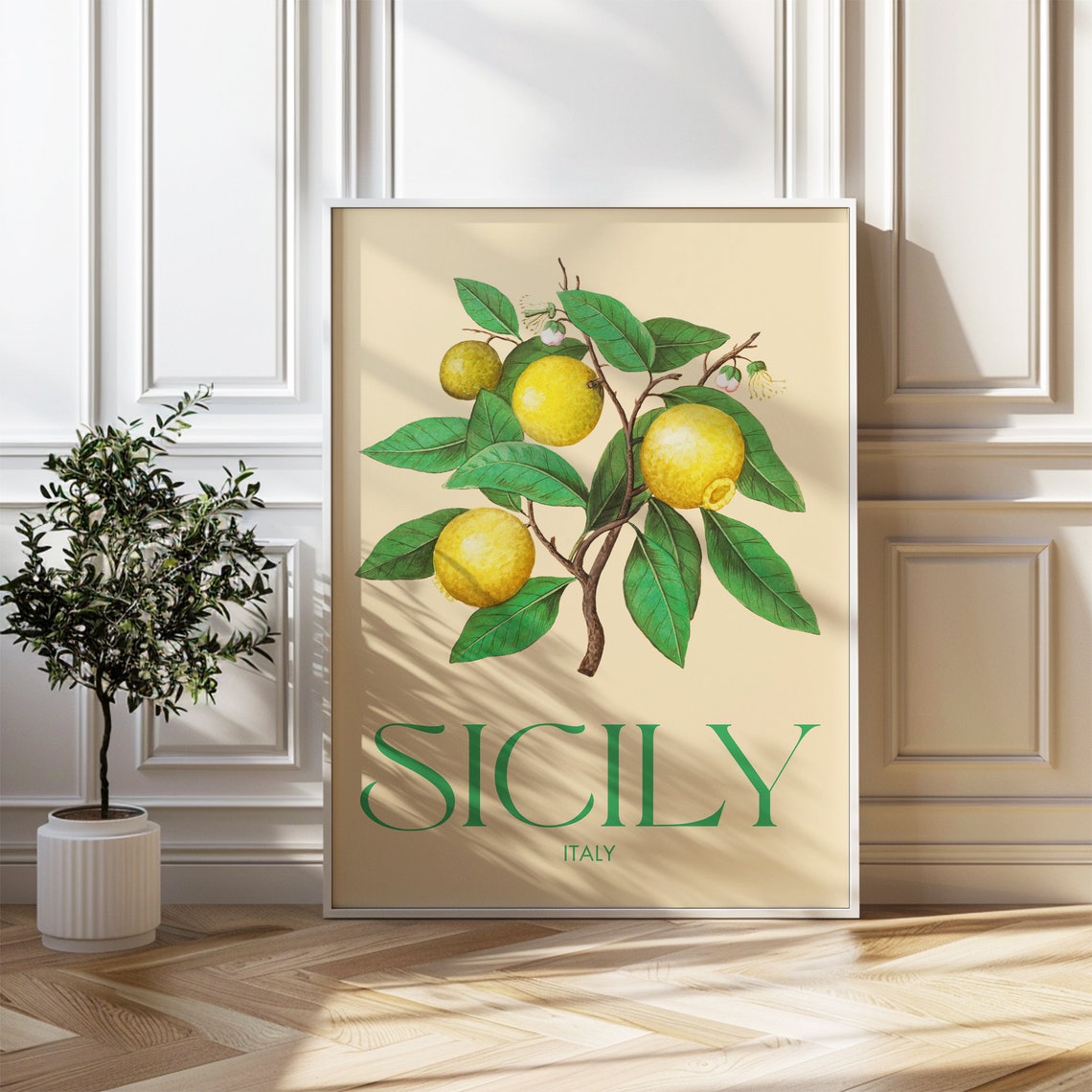 Sicily Italy Lemon Branch Botanical Vintage Travel Decor Poster - Image 4