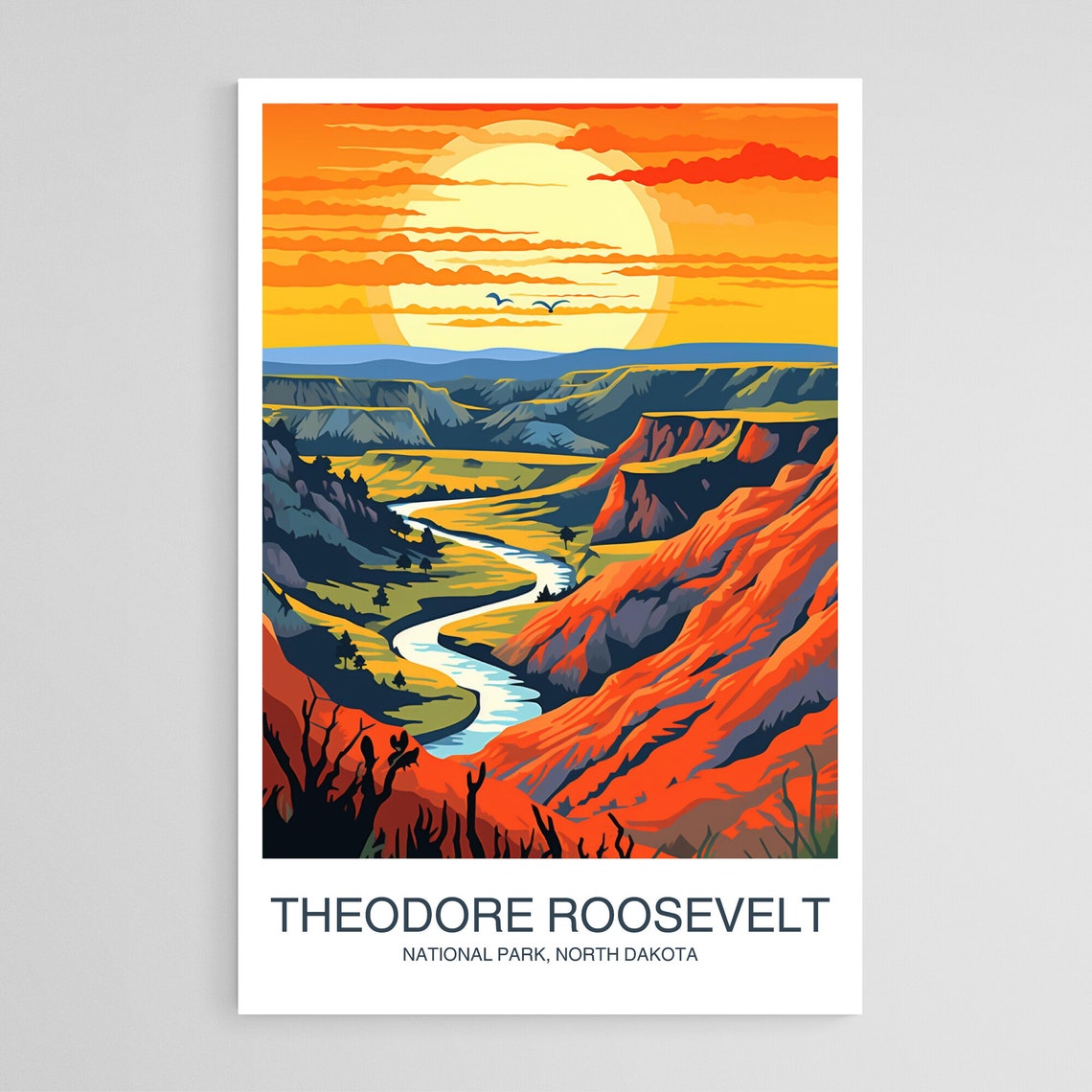 Theodore Roosevelt National Park Badlands Sunset Canyon Art Poster