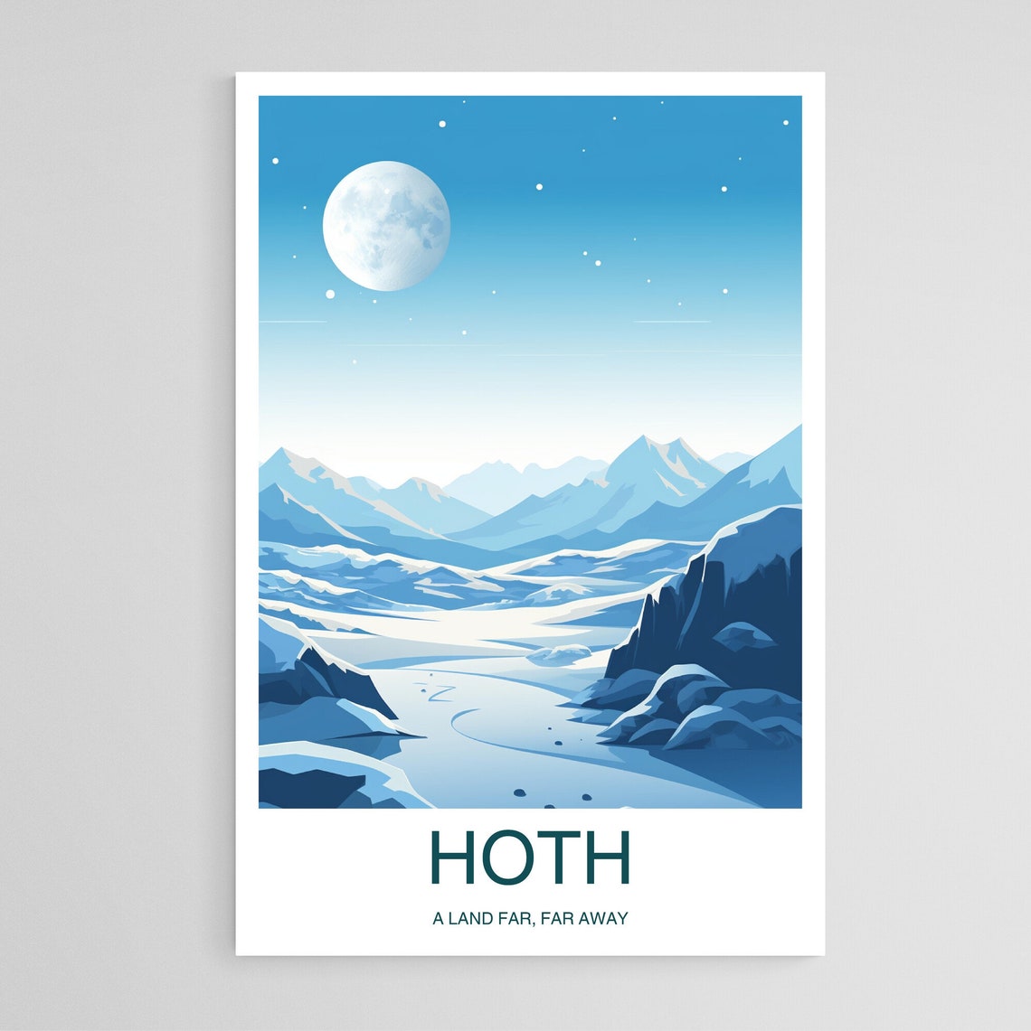 Hoth A Land Far Far Away Icy Moonlit Mountain Landscape Poster