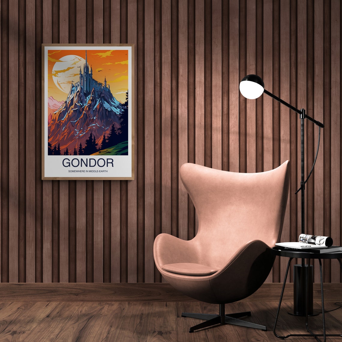 Gondor Middle-Earth Castle Mountain Sunset Travel Art Poster - Image 2